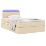Casa si Gradina - Mobilier - Paturi si accesorii - Paturi - Pat cu lumini cu banda LED Creme 120 x 200 cm tesatura - Infinity.ro