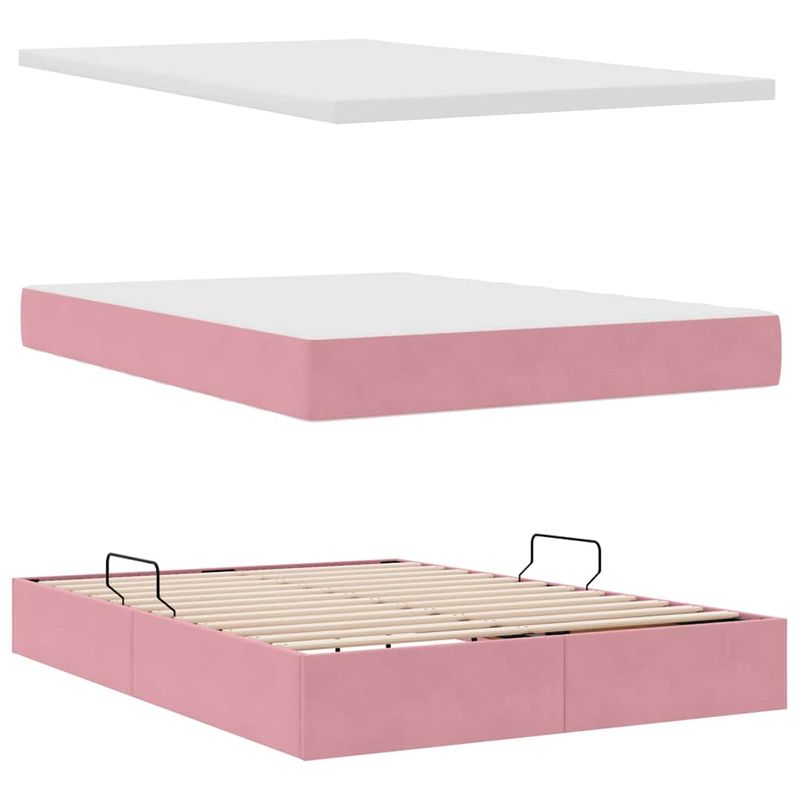 Casa si Gradina - Mobilier - Paturi si accesorii - Paturi - Pat cu lumini cu banda LED Roz 140 x 190 cm Catifea - Infinity.ro