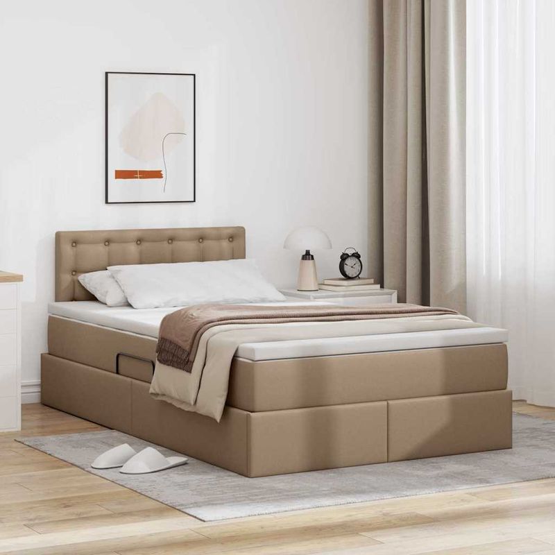 Casa si Gradina - Mobilier - Paturi si accesorii - Paturi - Pat cu lumini cu banda LED Cappuccino 120 x 200 cm PVC - Infinity.ro