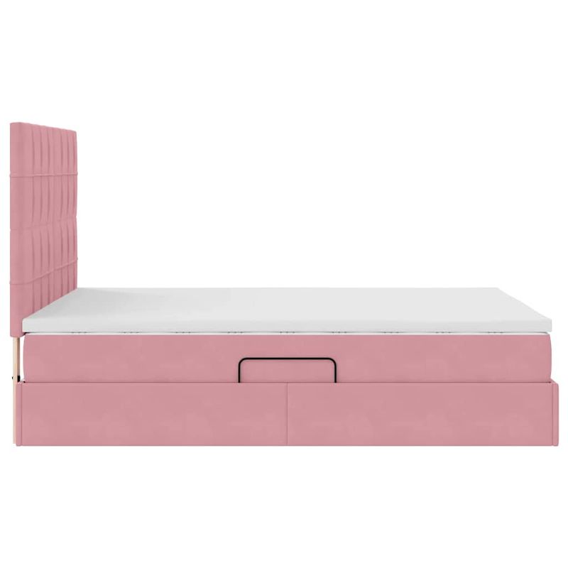 Casa si Gradina - Mobilier - Paturi si accesorii - Paturi - Pat cu lumini cu banda LED Roz 140 x 190 cm Catifea - Infinity.ro