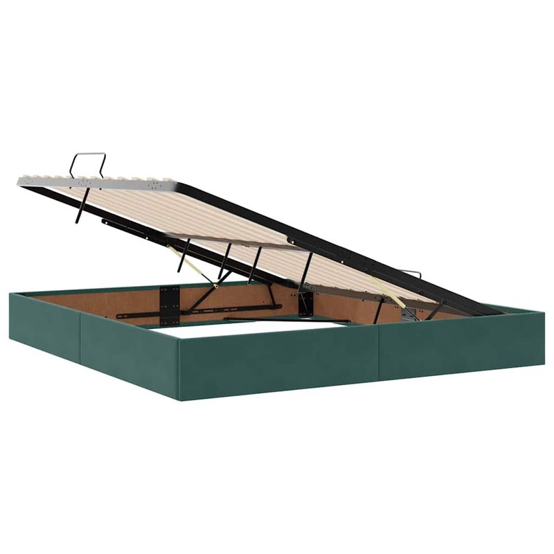 Casa si Gradina - Mobilier - Paturi si accesorii - Paturi - Pat cu lumini cu banda LED Verde inchis 160 x 200 cm Catifea - Infinity.ro