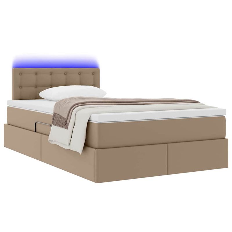 Casa si Gradina - Mobilier - Paturi si accesorii - Paturi - Pat cu lumini cu banda LED Cappuccino 120 x 200 cm PVC - Infinity.ro