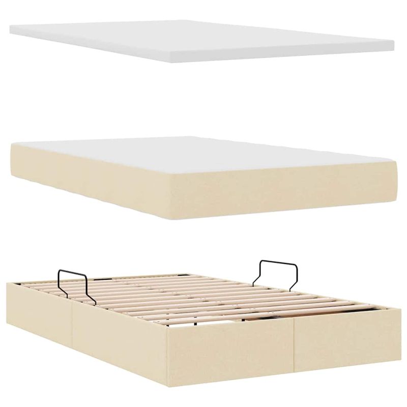 Casa si Gradina - Mobilier - Paturi si accesorii - Paturi - Pat cu lumini cu banda LED Creme 120 x 200 cm tesatura - Infinity.ro