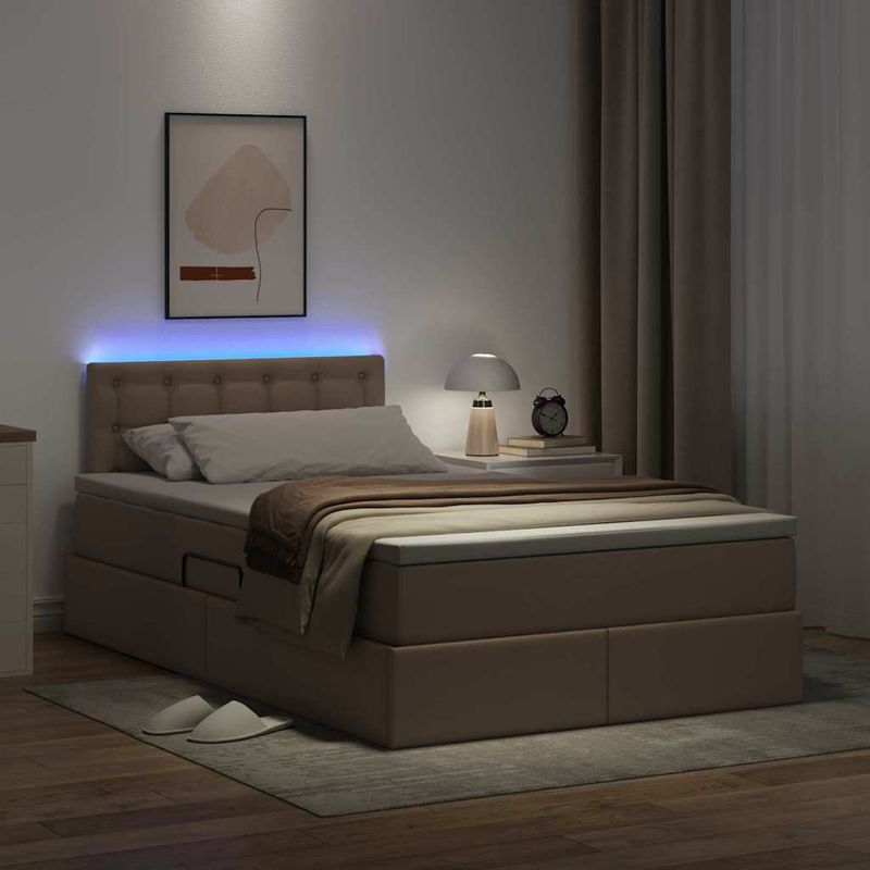 Casa si Gradina - Mobilier - Paturi si accesorii - Paturi - Pat cu lumini cu banda LED Cappuccino 120 x 200 cm PVC - Infinity.ro