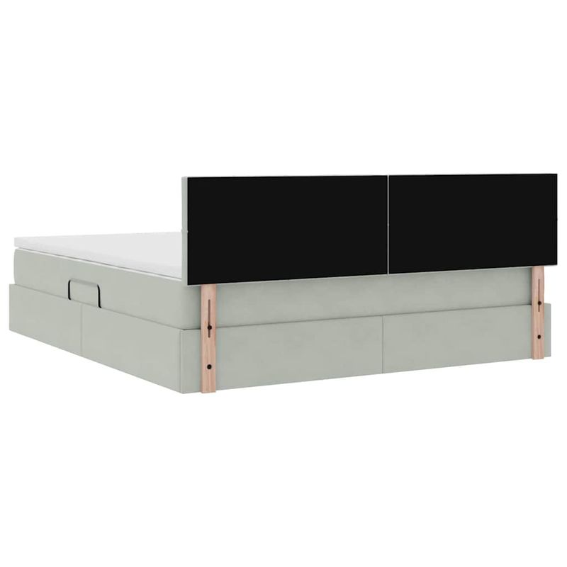 Casa si Gradina - Mobilier - Paturi si accesorii - Paturi - Pat cu lumini cu banda LED Gri deschis 160 x 200 cm Catifea - Infinity.ro