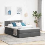 Casa si Gradina - Mobilier - Paturi si accesorii - Paturi - Pat cu lumini cu banda LED Gri inchis 140 x 200 cm tesatura - Infinity.ro