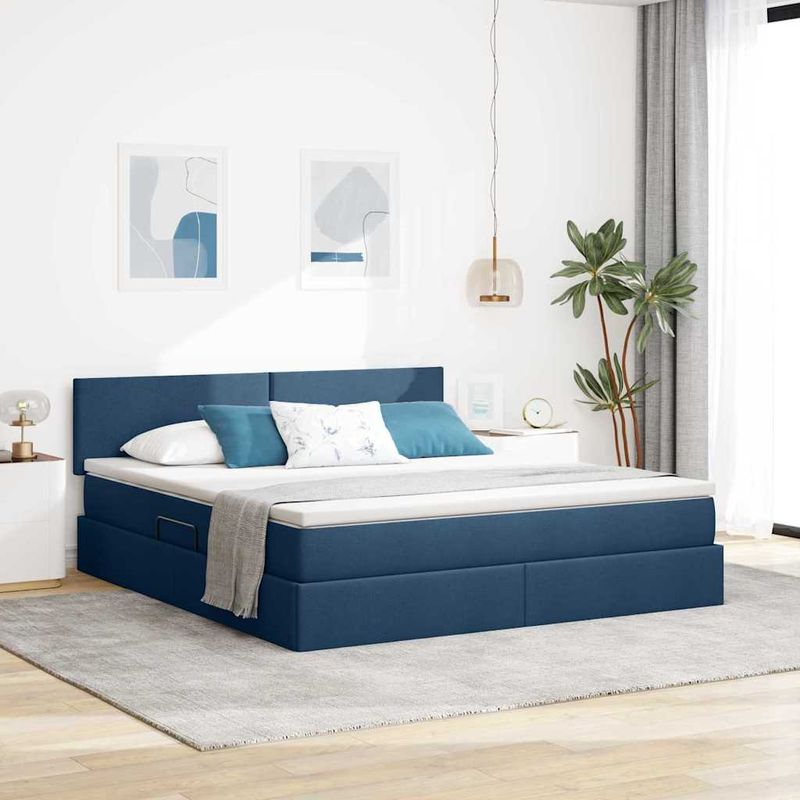 Casa si Gradina - Mobilier - Paturi si accesorii - Paturi - Pat cu lumini cu banda LED albastru 180 x 200 cm tesatura - Infinity.ro
