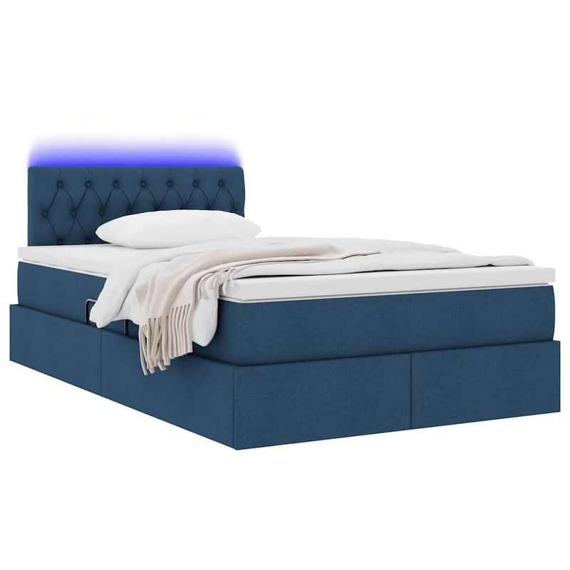 Casa si Gradina - Mobilier - Paturi si accesorii - Paturi - Pat cu lumini cu banda LED albastru 120 x 200 cm tesatura - Infinity.ro