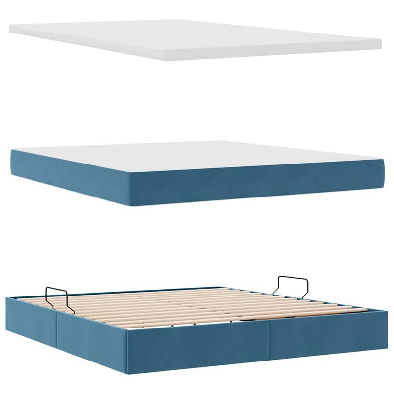 Casa si Gradina - Mobilier - Paturi si accesorii - Paturi - Pat cu lumini cu banda LED Albastru inchis 160 x 200 cm Catifea - Infinity.ro
