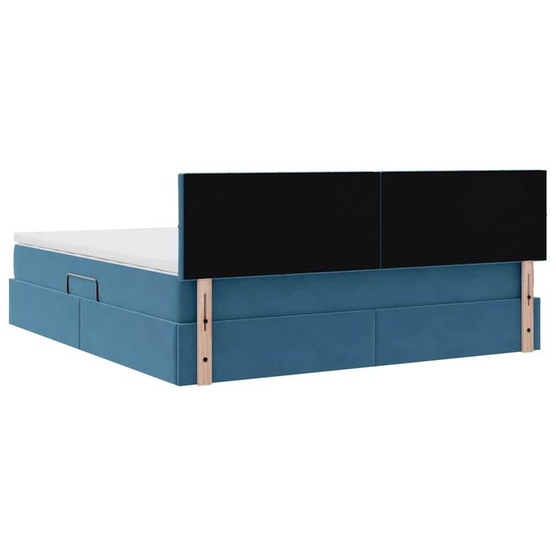 Casa si Gradina - Mobilier - Paturi si accesorii - Paturi - Pat cu lumini cu banda LED Albastru inchis 160 x 200 cm Catifea - Infinity.ro