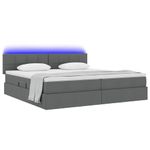 Casa si Gradina - Mobilier - Paturi si accesorii - Paturi - Pat cu lumini cu banda LED Gri inchis 200 x 200 cm tesatura - Infinity.ro
