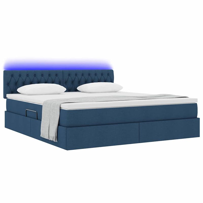 Casa si Gradina - Mobilier - Paturi si accesorii - Paturi - Pat cu lumini cu banda LED albastru 180 x 200 cm tesatura - Infinity.ro