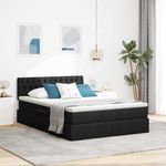Casa si Gradina - Mobilier - Paturi si accesorii - Paturi - Pat cu lumini cu banda LED Negru 140 x 200 cm tesatura - Infinity.ro