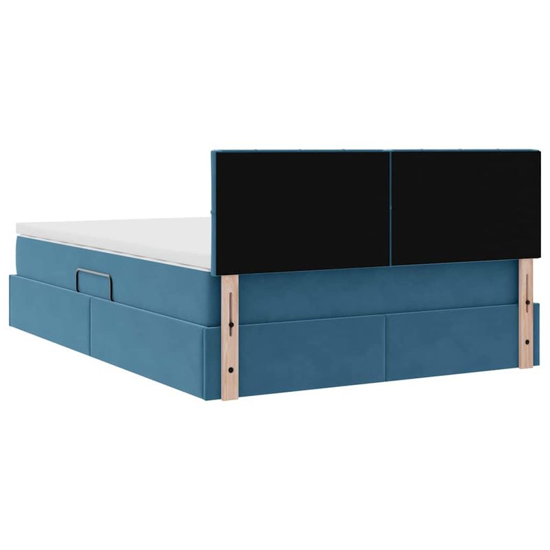 Casa si Gradina - Mobilier - Paturi si accesorii - Paturi - Pat cu lumini cu banda LED Albastru inchis 140 x 190 cm Catifea - Infinity.ro