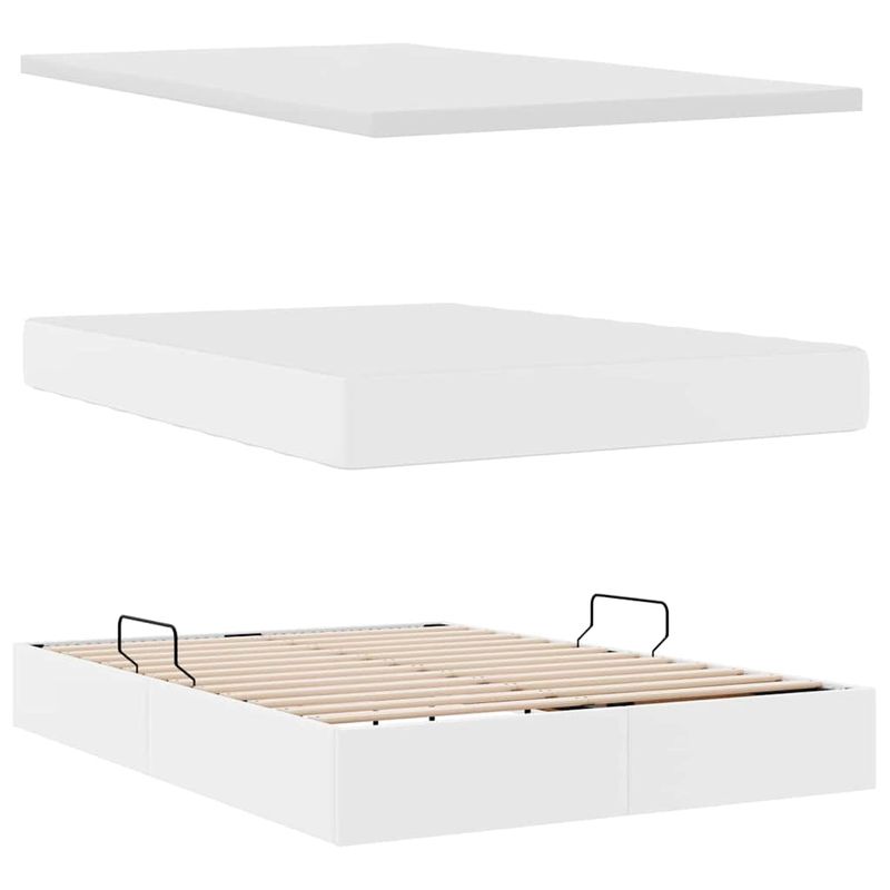 Casa si Gradina - Mobilier - Paturi si accesorii - Paturi - Pat cu lumini cu banda LED Alb pur 140 x 190 cm PVC - Infinity.ro