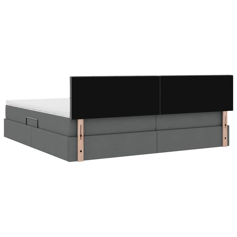 Casa si Gradina - Mobilier - Paturi si accesorii - Paturi - Pat cu lumini cu banda LED Gri inchis 200 x 200 cm tesatura - Infinity.ro