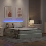 Casa si Gradina - Mobilier - Paturi si accesorii - Paturi - Pat cu lumini cu banda LED Gri deschis 140 x 190 cm Catifea - Infinity.ro