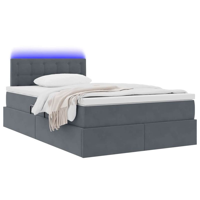 Casa si Gradina - Mobilier - Paturi si accesorii - Paturi - Pat cu lumini cu banda LED Gri inchis 120 x 200 cm Catifea - Infinity.ro