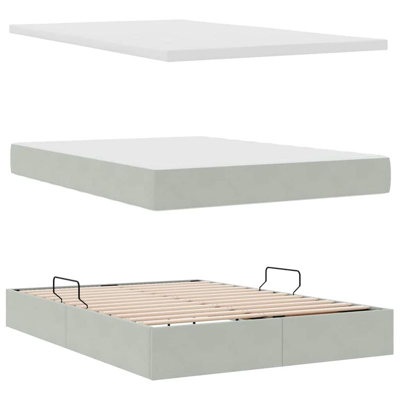 Casa si Gradina - Mobilier - Paturi si accesorii - Paturi - Pat cu lumini cu banda LED Gri deschis 140 x 190 cm Catifea - Infinity.ro