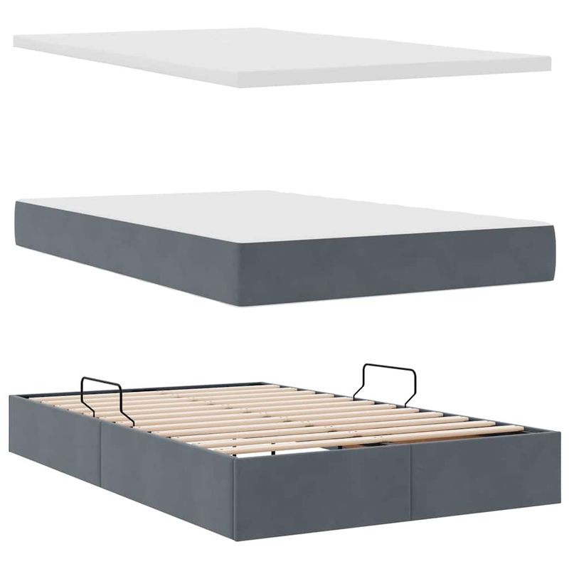 Casa si Gradina - Mobilier - Paturi si accesorii - Paturi - Pat cu lumini cu banda LED Gri inchis 120 x 200 cm Catifea - Infinity.ro