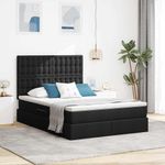 Casa si Gradina - Mobilier - Paturi si accesorii - Paturi - Pat cu lumini cu banda LED Negru 140 x 200 cm tesatura - Infinity.ro