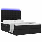 Casa si Gradina - Mobilier - Paturi si accesorii - Paturi - Pat cu lumini cu banda LED Negru 140 x 200 cm tesatura - Infinity.ro
