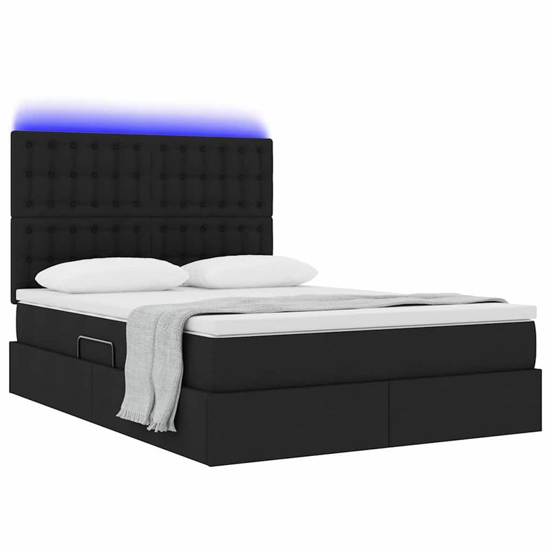 Casa si Gradina - Mobilier - Paturi si accesorii - Paturi - Pat cu lumini cu banda LED Negru 140 x 200 cm tesatura - Infinity.ro