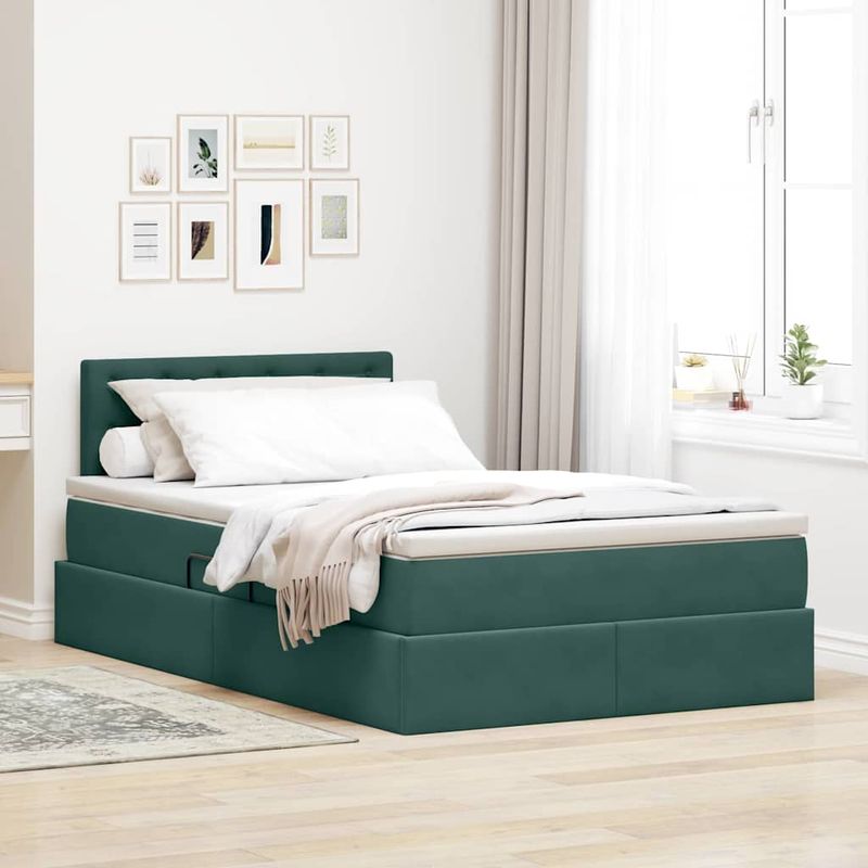 Casa si Gradina - Mobilier - Paturi si accesorii - Paturi - Pat cu lumini cu banda LED Verde inchis 120 x 200 cm Catifea - Infinity.ro