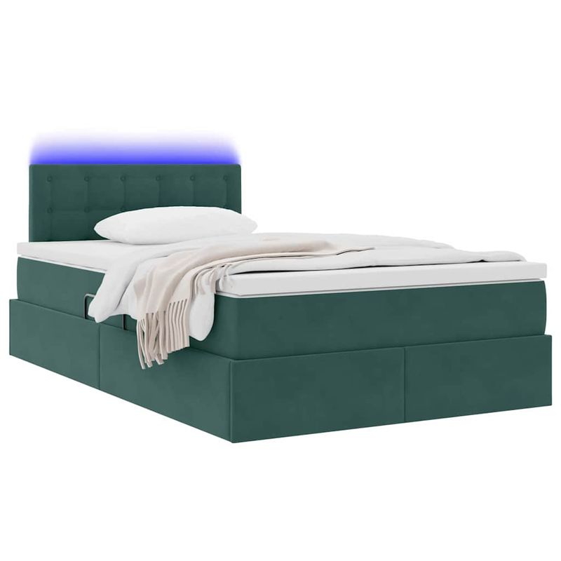 Casa si Gradina - Mobilier - Paturi si accesorii - Paturi - Pat cu lumini cu banda LED Verde inchis 120 x 200 cm Catifea - Infinity.ro