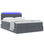 Casa si Gradina - Mobilier - Paturi si accesorii - Paturi - Pat cu lumini cu banda LED Gri inchis 140 x 190 cm Catifea - Infinity.ro