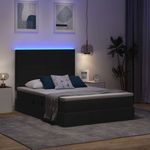 Casa si Gradina - Mobilier - Paturi si accesorii - Paturi - Pat cu lumini cu banda LED Negru 140 x 190 cm tesatura - Infinity.ro