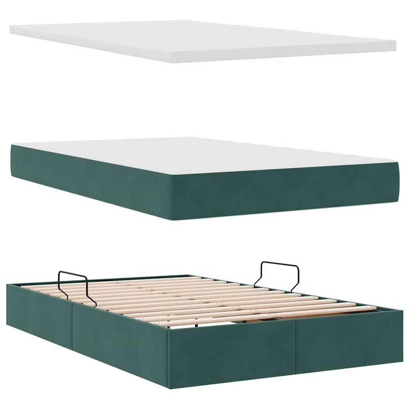 Casa si Gradina - Mobilier - Paturi si accesorii - Paturi - Pat cu lumini cu banda LED Verde inchis 120 x 200 cm Catifea - Infinity.ro