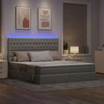 Casa si Gradina - Mobilier - Paturi si accesorii - Paturi - Pat cu lumini cu banda LED Gri deschis 160 x 200 cm tesatura - Infinity.ro