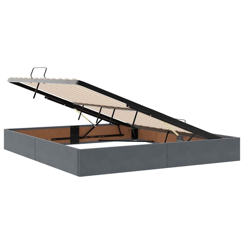Casa si Gradina - Mobilier - Paturi si accesorii - Paturi - Pat cu lumini cu banda LED Gri inchis 160 x 200 cm Catifea - Infinity.ro