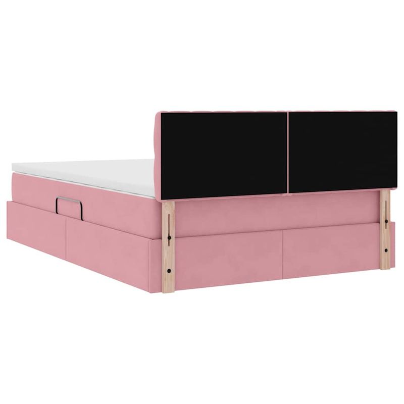 Casa si Gradina - Mobilier - Paturi si accesorii - Paturi - Pat cu lumini cu banda LED Roz 140 x 190 cm Catifea - Infinity.ro