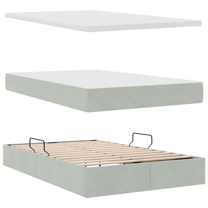Casa si Gradina - Mobilier - Paturi si accesorii - Paturi - Pat cu lumini cu banda LED Gri deschis 120 x 200 cm Catifea - Infinity.ro