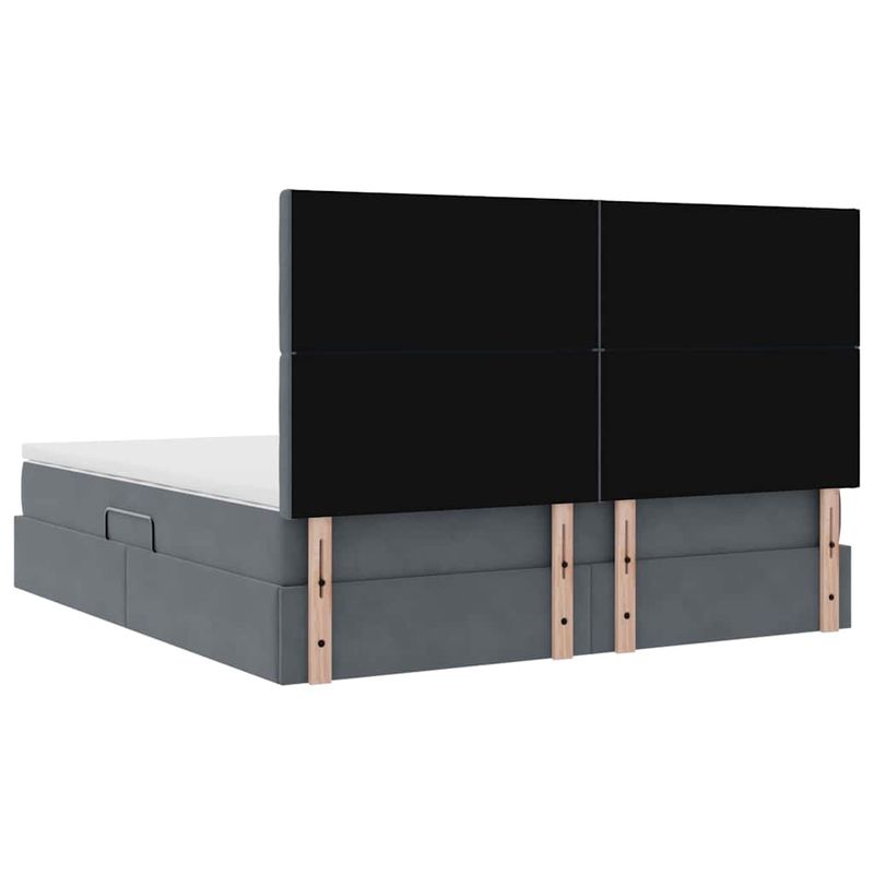 Casa si Gradina - Mobilier - Paturi si accesorii - Paturi - Pat cu lumini cu banda LED Gri inchis 160 x 200 cm Catifea - Infinity.ro