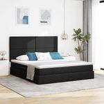 Casa si Gradina - Mobilier - Paturi si accesorii - Paturi - Pat cu lumini cu banda LED Negru 160 x 200 cm tesatura - Infinity.ro
