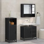 Casa si Gradina - Mobilier - Seturi de mobilier - Seturi baie - Set de mobilier pentru baie 3 pcs Stejar Negru Lemn compozit - Infinity.ro