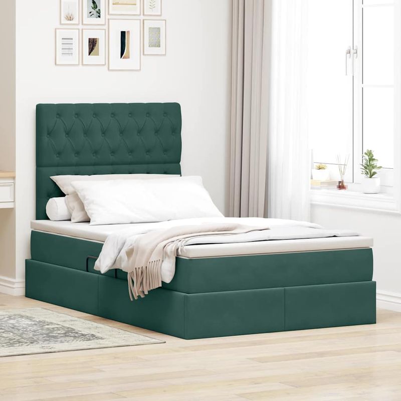 Casa si Gradina - Mobilier - Paturi si accesorii - Paturi - Pat cu lumini cu banda LED Verde inchis 120 x 200 cm Catifea - Infinity.ro