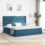 Casa si Gradina - Mobilier - Paturi si accesorii - Paturi - Pat cu lumini cu banda LED Albastru inchis 200 x 200 cm Catifea - Infinity.ro