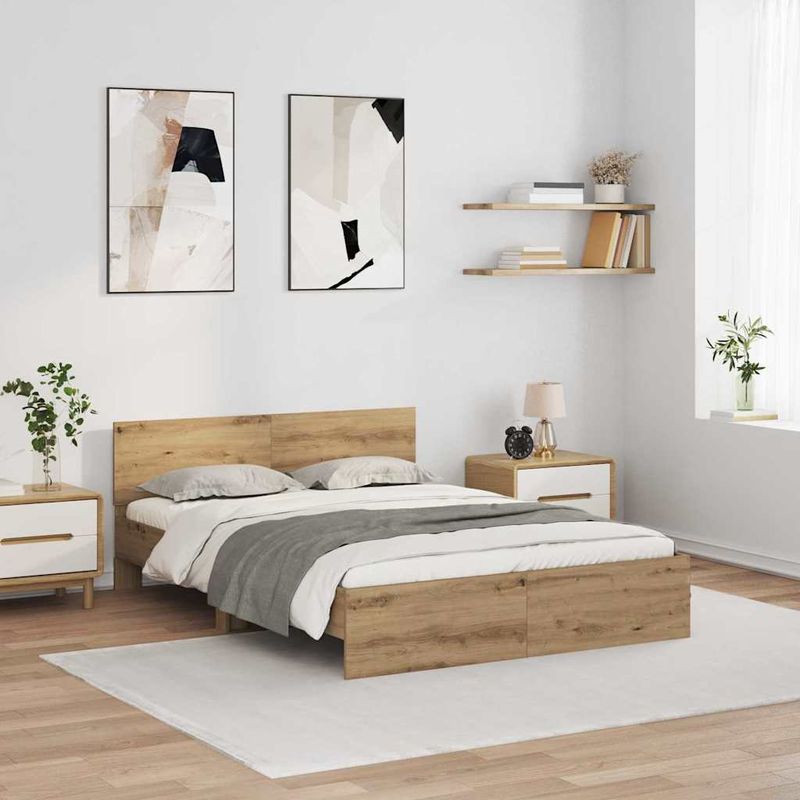 Casa si Gradina - Mobilier - Paturi si accesorii - Paturi - Cadru de pat Stejar Artizanal 120 x 200 cm Lemn compozit - Infinity.ro
