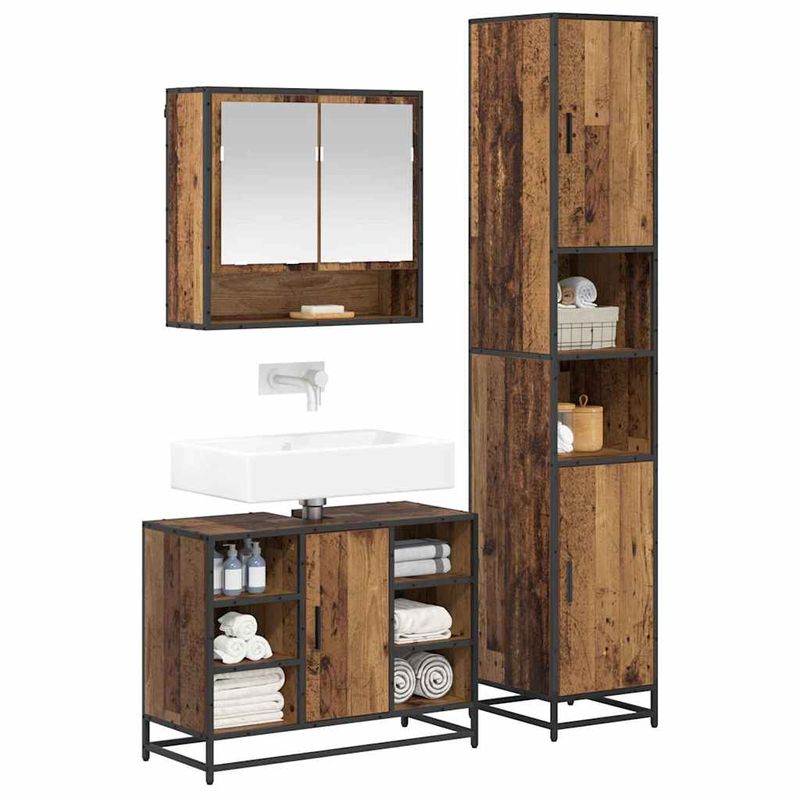 Casa si Gradina - Mobilier - Seturi de mobilier - Seturi baie - Set de mobilier pentru baie 3 pcs Lemn Vechi Lemn compozit - Infinity.ro