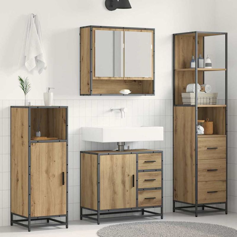 Casa si Gradina - Mobilier - Seturi de mobilier - Seturi baie - Set de mobilier pentru baie cu sertar 3 pcs Stejar Artizanal - Infinity.ro