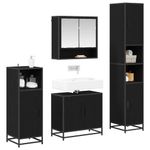 Casa si Gradina - Mobilier - Seturi de mobilier - Seturi baie - Set de mobilier pentru baie 4 pcs Stejar Negru Lemn compozit - Infinity.ro