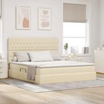 Casa si Gradina - Mobilier - Paturi si accesorii - Paturi - Pat cu lumini cu banda LED Creme 160 x 200 cm tesatura - Infinity.ro