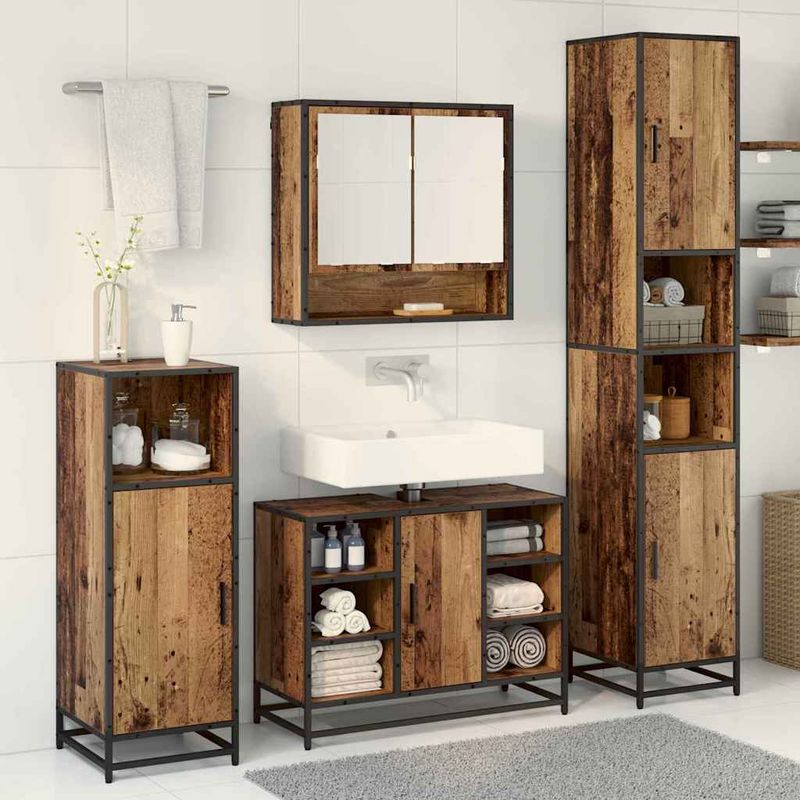 Casa si Gradina - Mobilier - Seturi de mobilier - Seturi baie - Set de mobilier pentru baie 3 pcs Lemn Vechi Lemn compozit - Infinity.ro