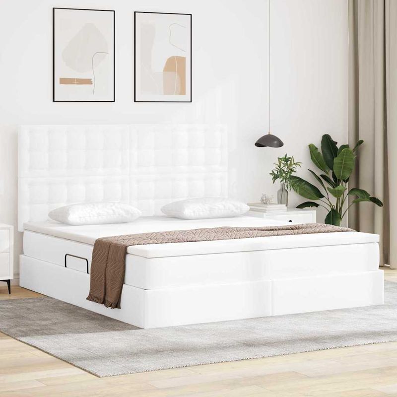 Casa si Gradina - Mobilier - Paturi si accesorii - Paturi - Pat cu lumini cu banda LED Alb pur 180 x 200 cm PVC - Infinity.ro