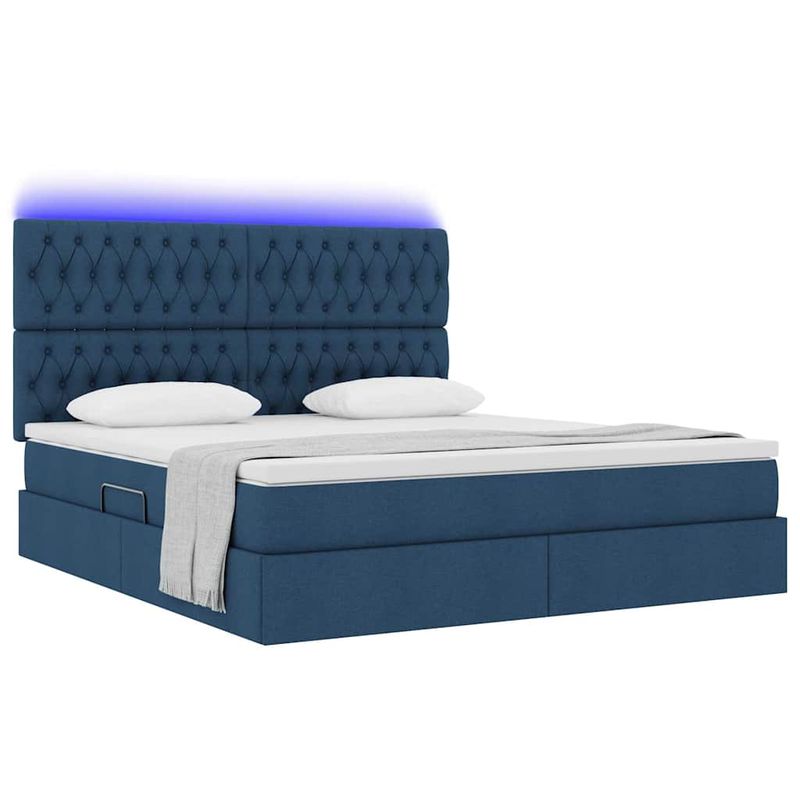 Casa si Gradina - Mobilier - Paturi si accesorii - Paturi - Pat cu lumini cu banda LED albastru 160 x 200 cm tesatura - Infinity.ro