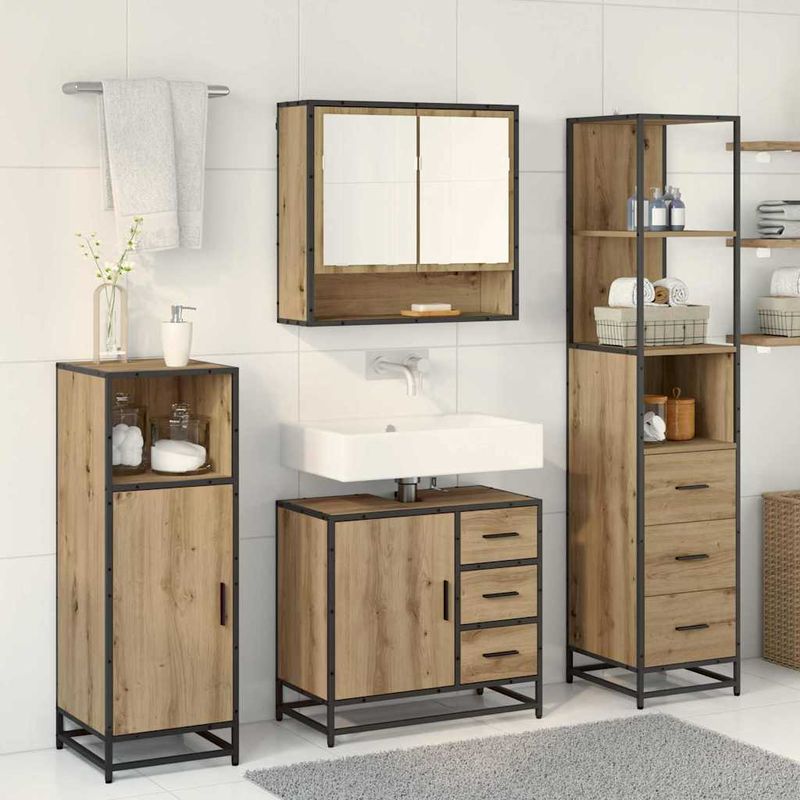 Casa si Gradina - Mobilier - Seturi de mobilier - Seturi baie - Set de mobilier pentru baie cu sertar 3 pcs Stejar Artizanal - Infinity.ro